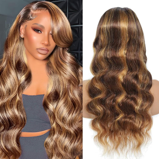 4/27 Highlight 5x5 Glueless Lace Closure Wigs HAIRSW Body Wave Wigs Virgin Hair
