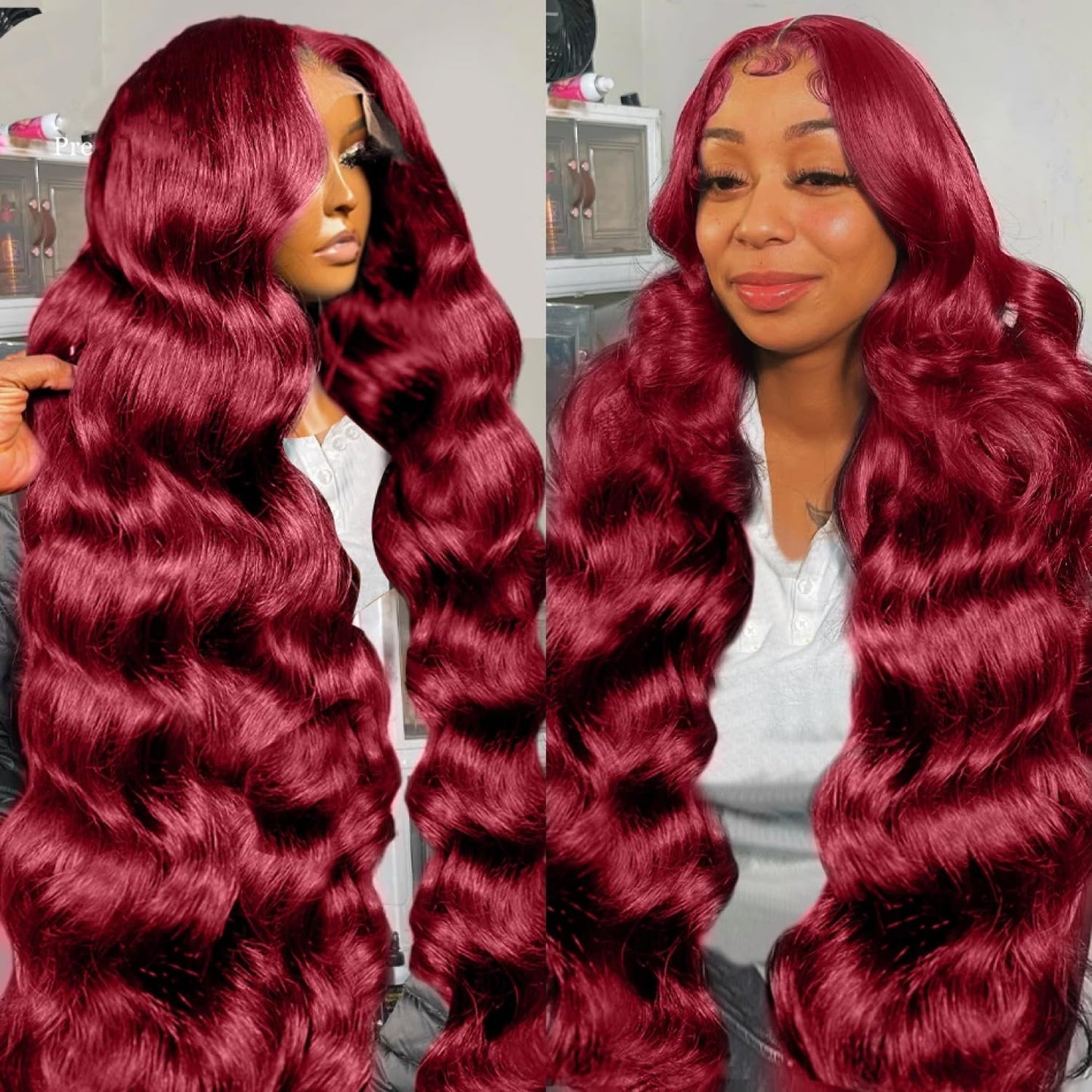 250% Density Burgundy Lace Front Wigs Human Hair Pre Plucked 13x6 Body Wave Lace Front Wigs Human Hair Glueless 99j Wine Red Colored Lace Front Wigs Human Hair for Women