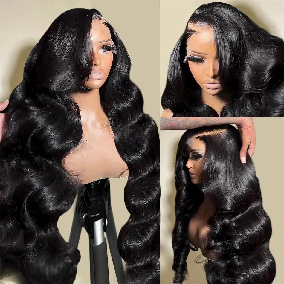 28 Inch Glueless Wigs Human Hair Pre Plucked Pre Cut 180% Density Wear and Go Glueless Wig 13x4 HD Body Wave Lace Front Wigs Human Hair for Women Frontal Wigs Human Hair with Baby Hair