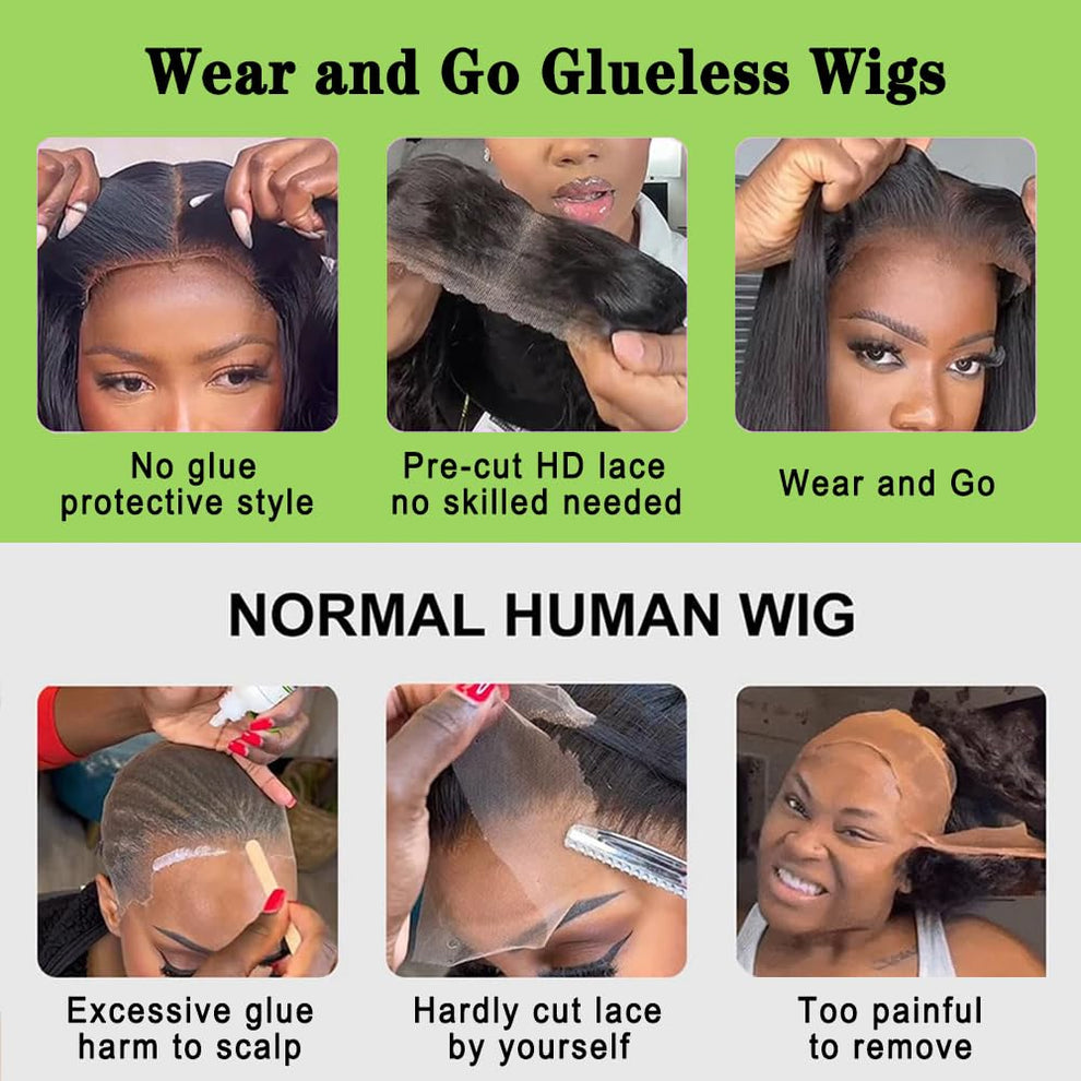 HAIRSW Human Hair Pre Plucked Pre Cut Wear and Go Glueless Wig 13x4 HD Body Wave Lace Front Wigs with Baby Hair