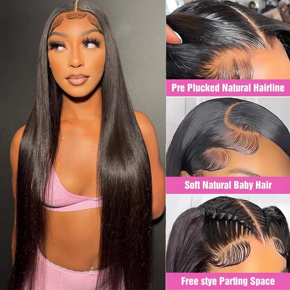 HAIRSW 13x6 Full Glueless Wig Transparent Lace Front Wig Straight Brazilian Human Hair