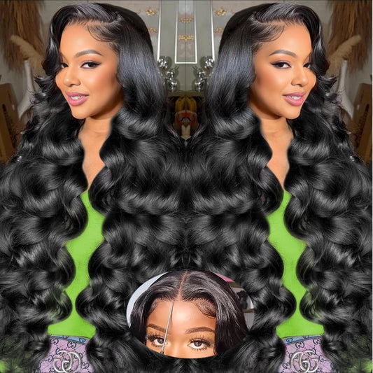 28 Inch Glueless Wigs Human Hair Pre Plucked Pre Cut 180% Density Wear and Go Glueless Wig 13x4 HD Body Wave Lace Front Wigs Human Hair for Women Frontal Wigs Human Hair with Baby Hair