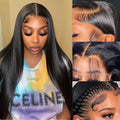 HAIRSW 13x6 Full Glueless Wig Transparent Lace Front Wig Straight Brazilian Human Hair