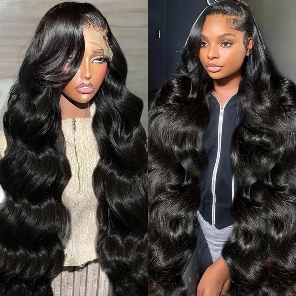 28 Inch Glueless Wigs Human Hair Pre Plucked Pre Cut 180% Density Wear and Go Glueless Wig 13x4 HD Body Wave Lace Front Wigs Human Hair for Women Frontal Wigs Human Hair with Baby Hair