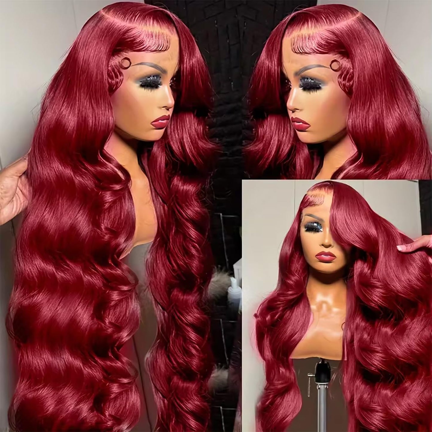 250% Density Burgundy Lace Front Wigs Human Hair Pre Plucked 13x6 Body Wave Lace Front Wigs Human Hair Glueless 99j Wine Red Colored Lace Front Wigs Human Hair for Women