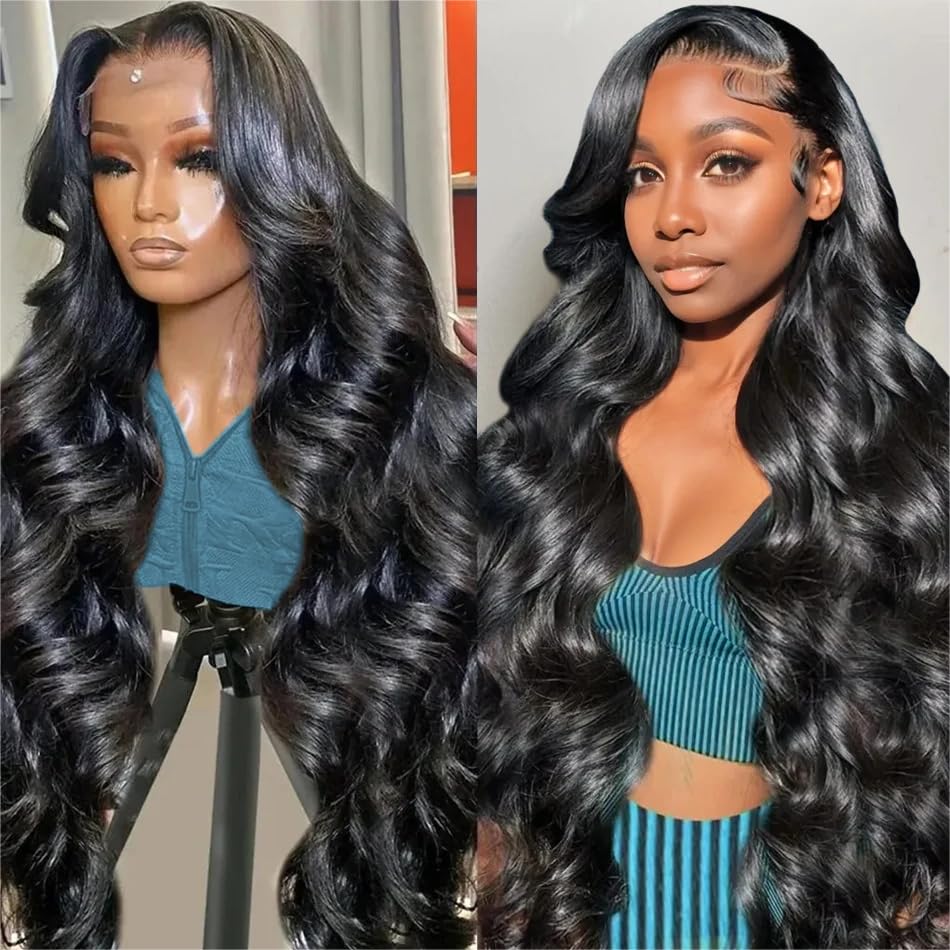 28 Inch Glueless Wigs Human Hair Pre Plucked Pre Cut 180% Density Wear and Go Glueless Wig 13x4 HD Body Wave Lace Front Wigs Human Hair for Women Frontal Wigs Human Hair with Baby Hair