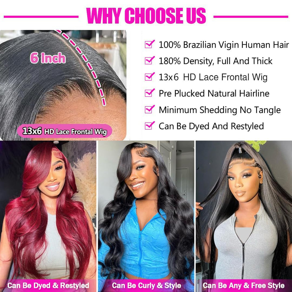 HAIRSW 13x6 Full Glueless Wig Transparent Lace Front Wig Straight Brazilian Human Hair