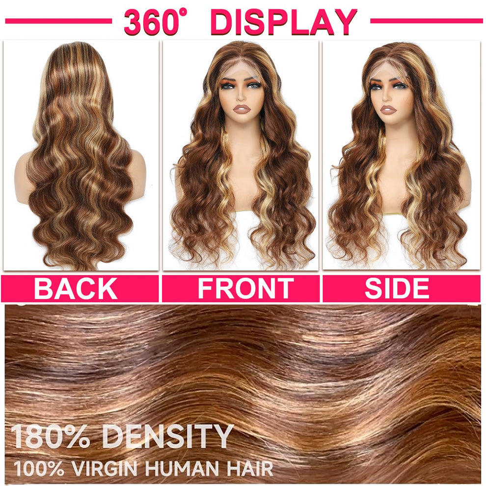 4/27 Highlight 5x5 Glueless Lace Closure Wigs HAIRSW Body Wave Wigs Virgin Hair