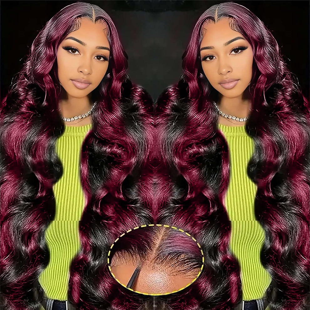 99j Burgundy Body Wave 13x6 Lace Front Wig | 250% Density Glueless Human Hair