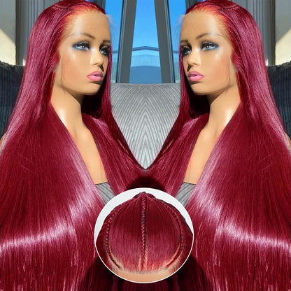 250% Density Burgundy Lace Front Wigs Human Hair Pre Plucked 13x6 Body Wave Lace Front Wigs Human Hair Glueless 99j Wine Red Colored Lace Front Wigs Human Hair for Women